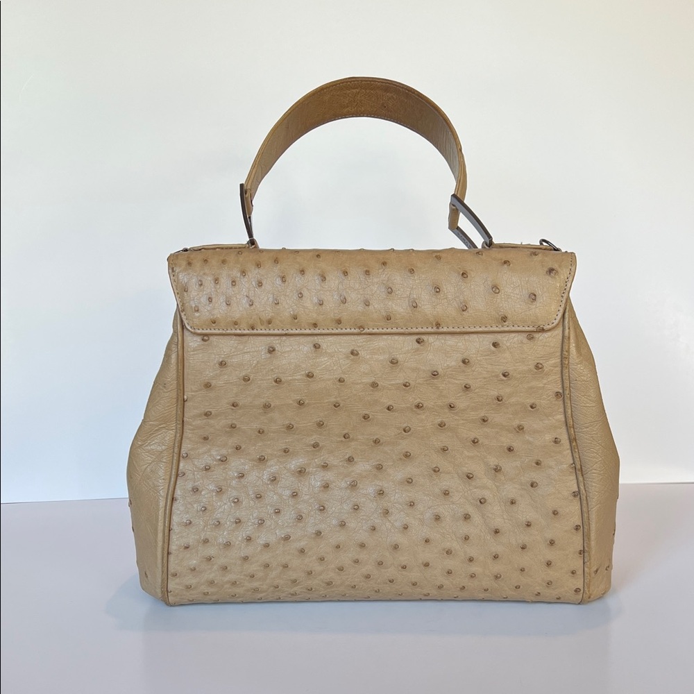 Kara Ross nude ostrich handbag with detachable shoulder strap - Picture 3 of 13